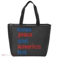 Retro Loves Jesus And America Too Tote Bag thumb 0