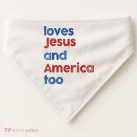 Retro Loves Jesus And America Too USA-Made Doggie Bandana thumb 0