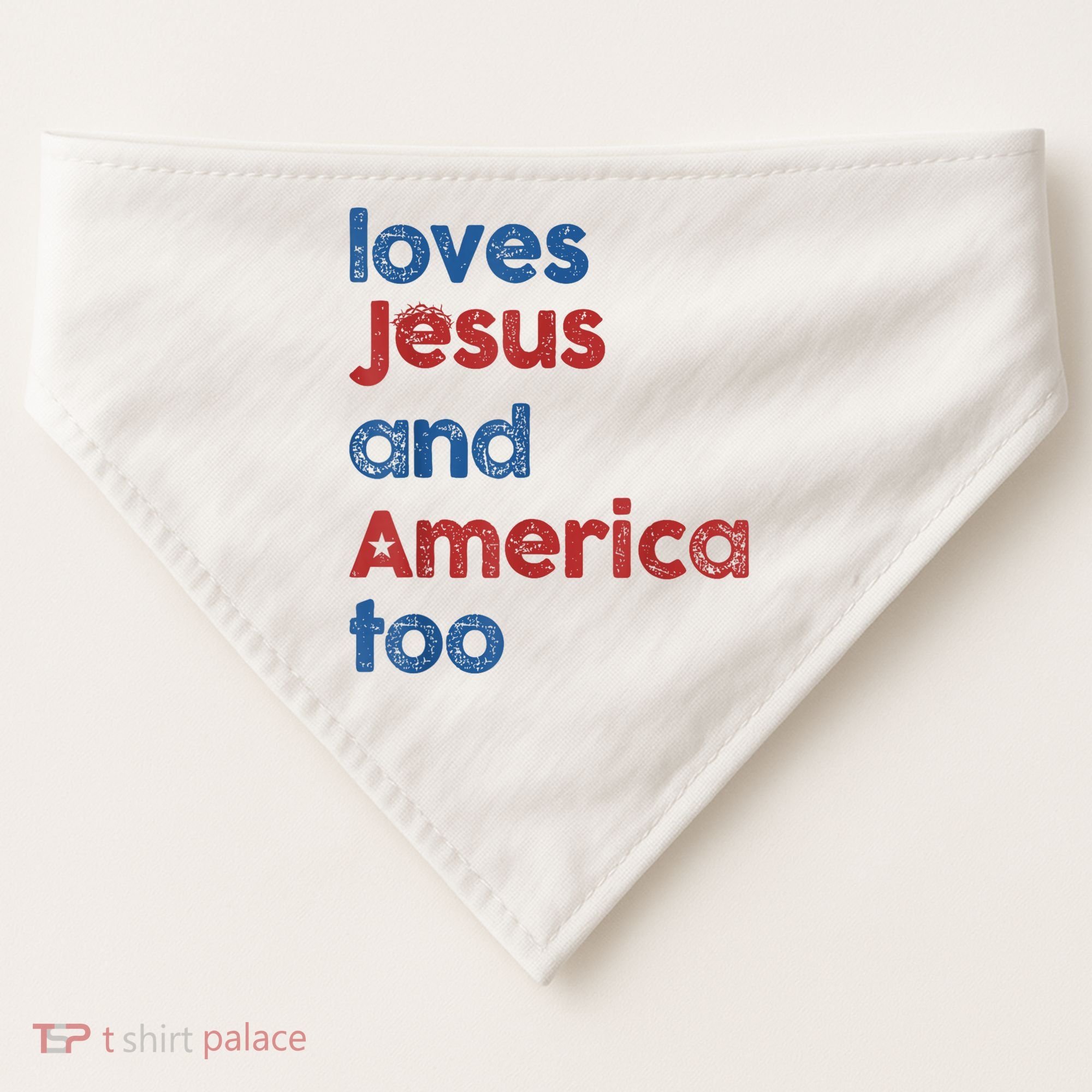 Retro Loves Jesus And America Too USA-Made Doggie Bandana