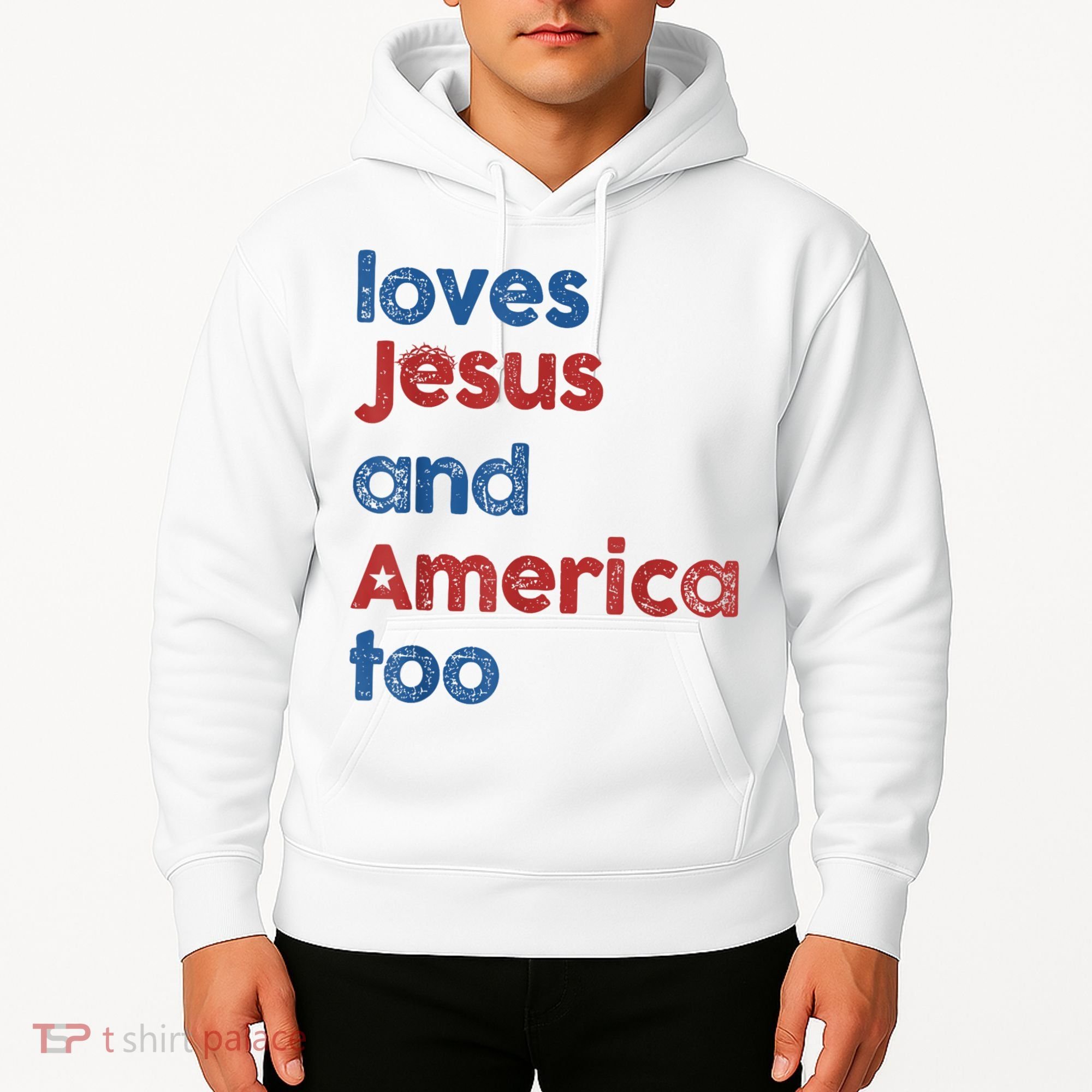 Retro Loves Jesus And America Too Hoodie