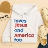 Retro Loves Jesus And America Too Hoodie thumb 4