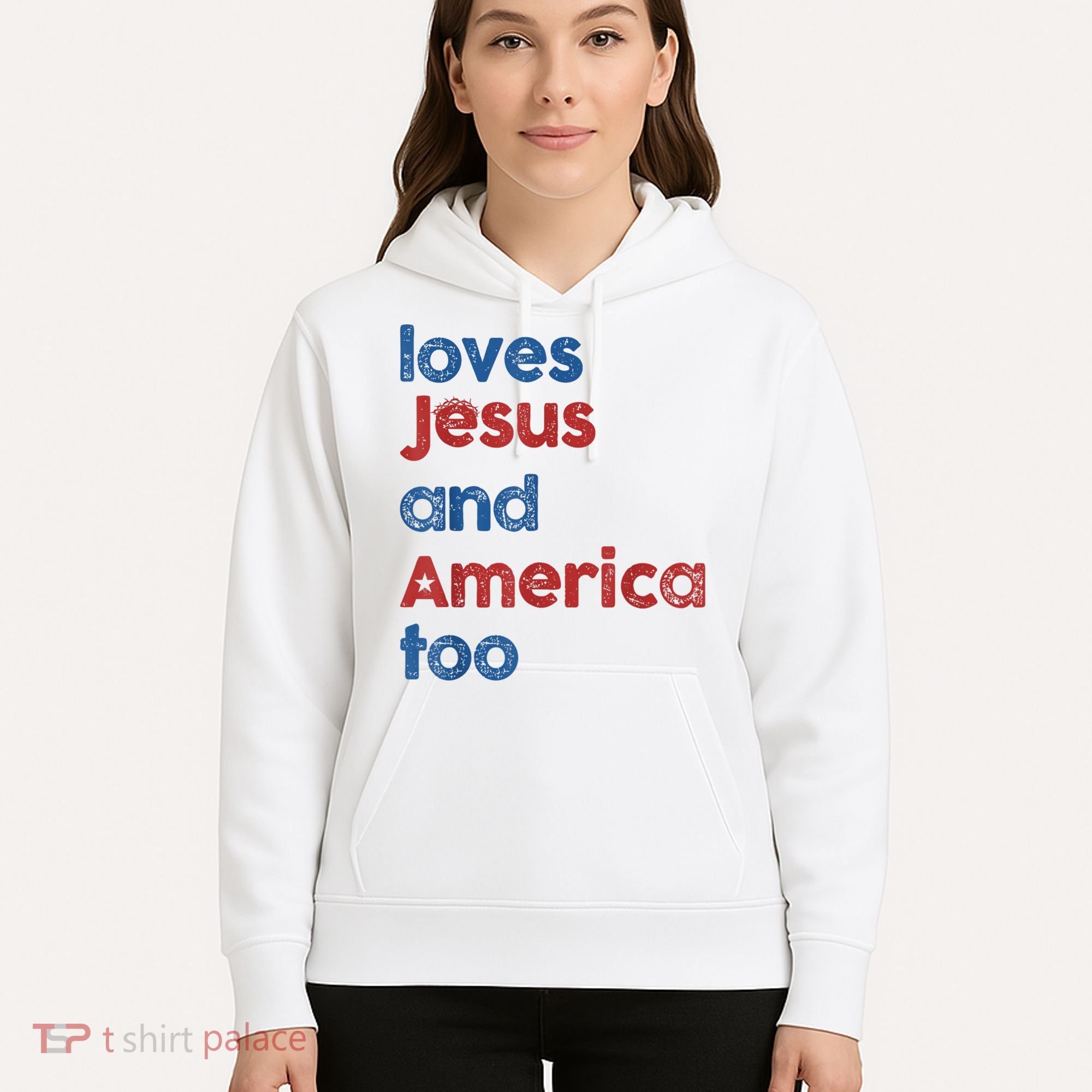Retro Loves Jesus And America Too Hoodie