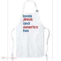 Retro Loves Jesus And America Too Apron thumb 0