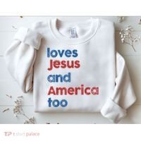Retro Loves Jesus And America Too Sweatshirt thumb 2