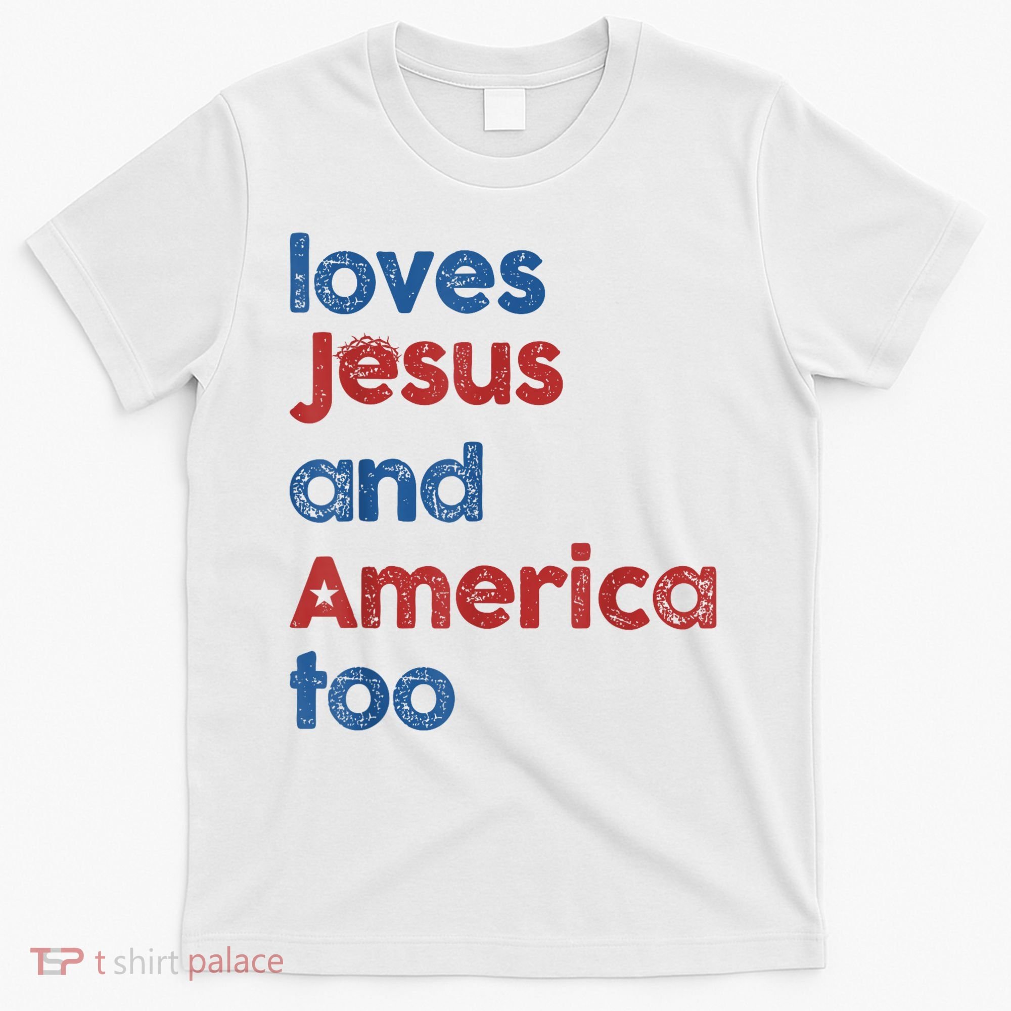 Retro Loves Jesus And America Too T-Shirt
