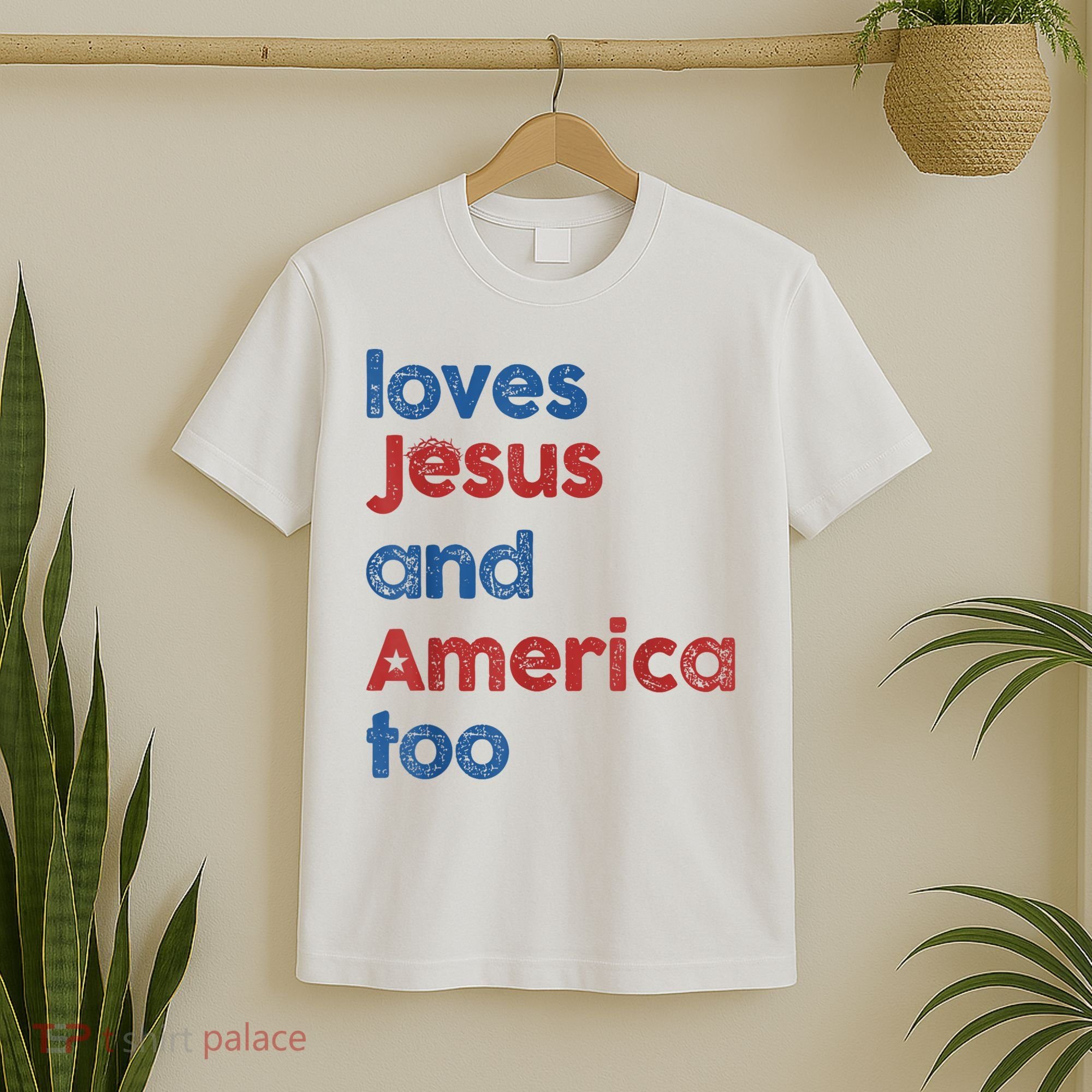 Retro Loves Jesus And America Too T-Shirt