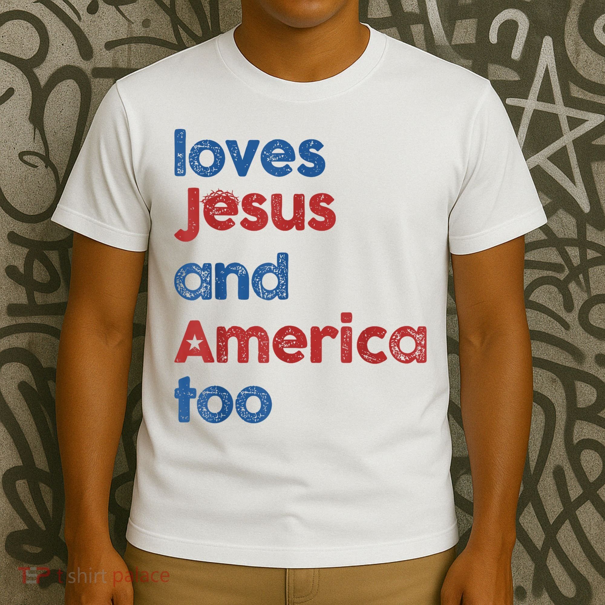 Retro Loves Jesus And America Too T-Shirt