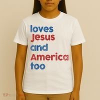 Retro Loves Jesus And America Too T-Shirt thumb 4