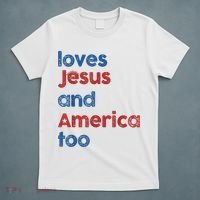 Retro Loves Jesus And America Too T-Shirt thumb 5
