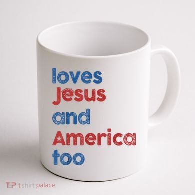 Retro Loves Jesus And America Too Coffee Mug back