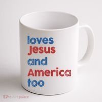 Retro Loves Jesus And America Too Coffee Mug thumb 1