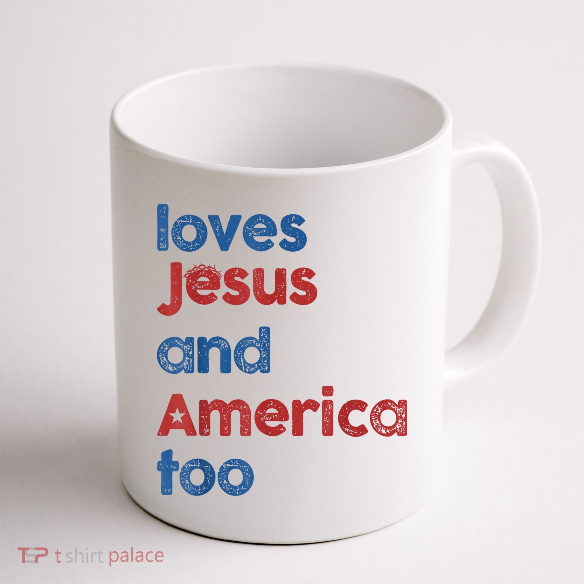 Retro Loves Jesus And America Too Coffee Mug
