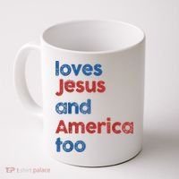 Retro Loves Jesus And America Too Coffee Mug thumb 0