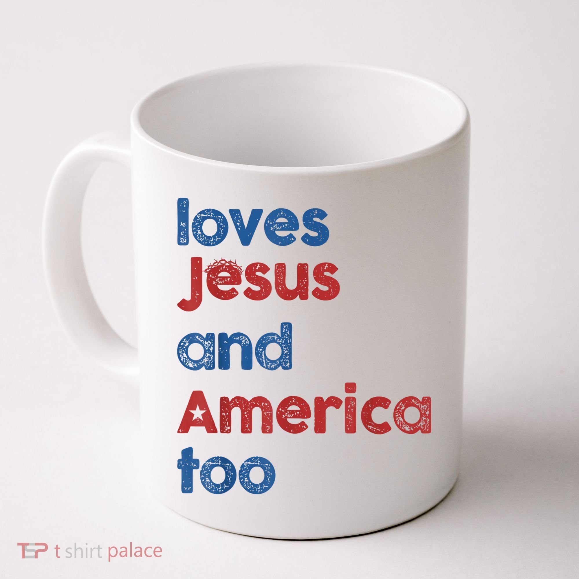 Retro Loves Jesus And America Too Coffee Mug