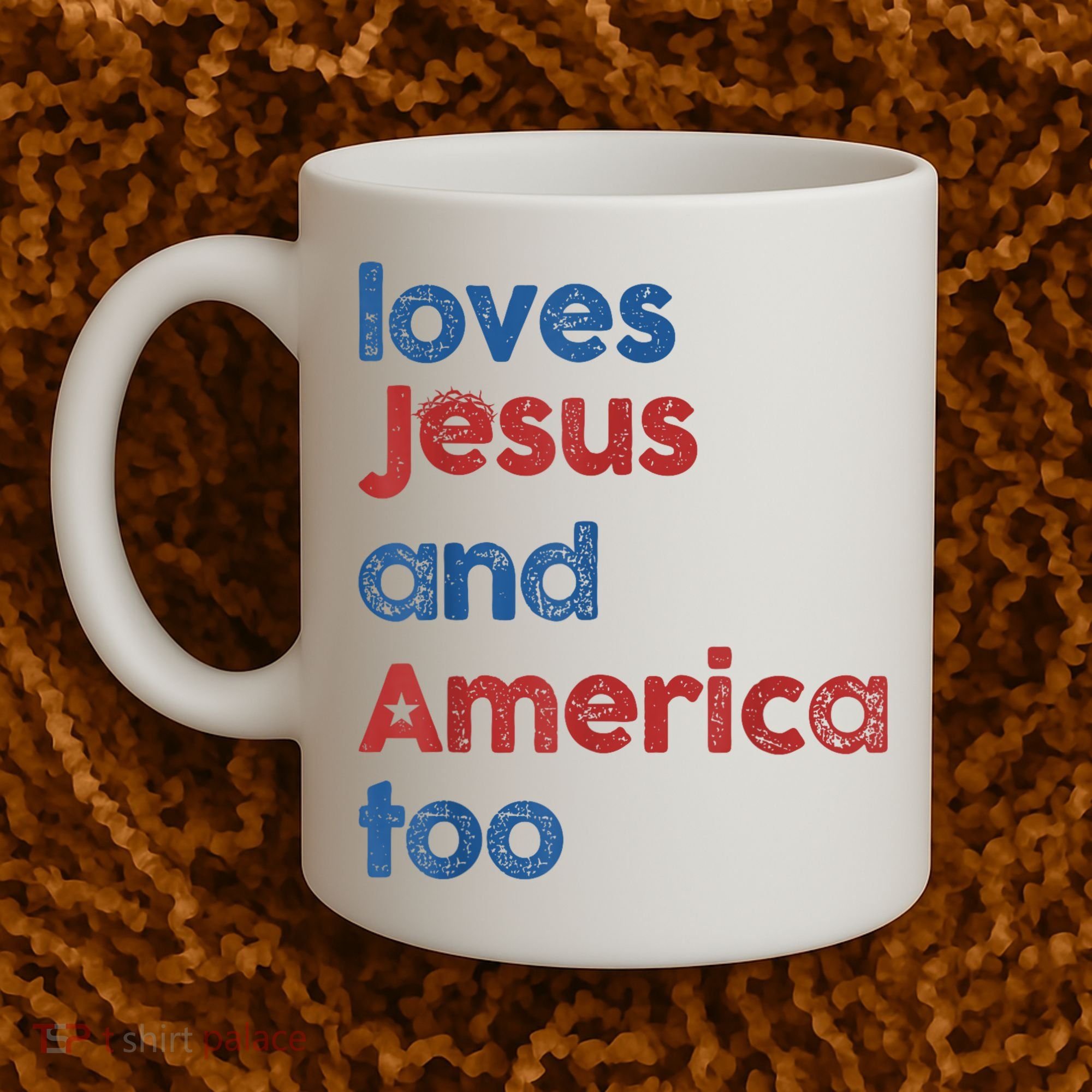 Retro Loves Jesus And America Too Coffee Mug