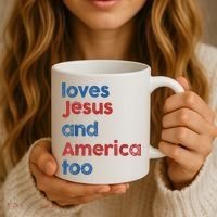 Retro Loves Jesus And America Too Coffee Mug thumb 3
