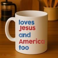 Retro Loves Jesus And America Too Coffee Mug thumb 4