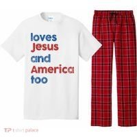 Retro Loves Jesus And America Too Pajama Set thumb 0
