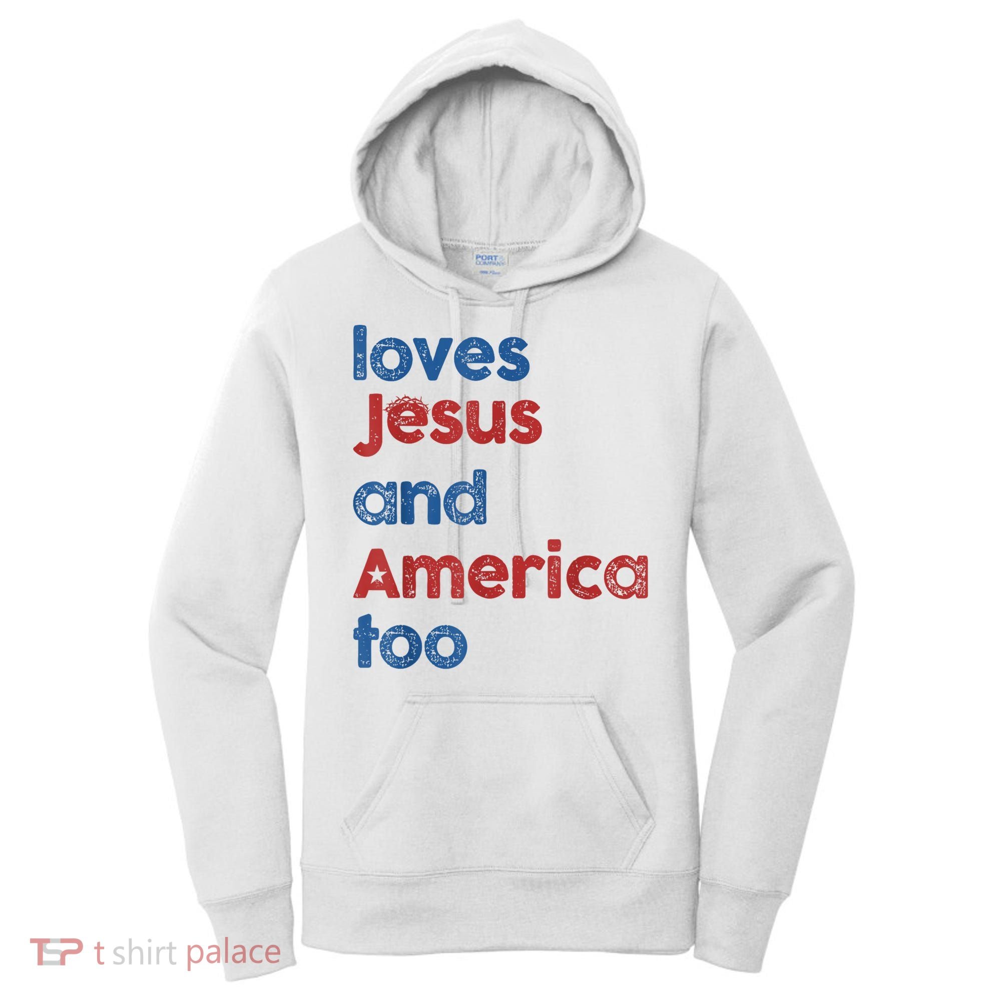 Retro Loves Jesus And America Too Women's Hoodie