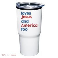 Retro Loves Jesus And America Too Tumbler thumb 0