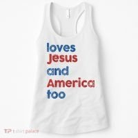Retro Loves Jesus And America Too Women's Tank Top thumb 0