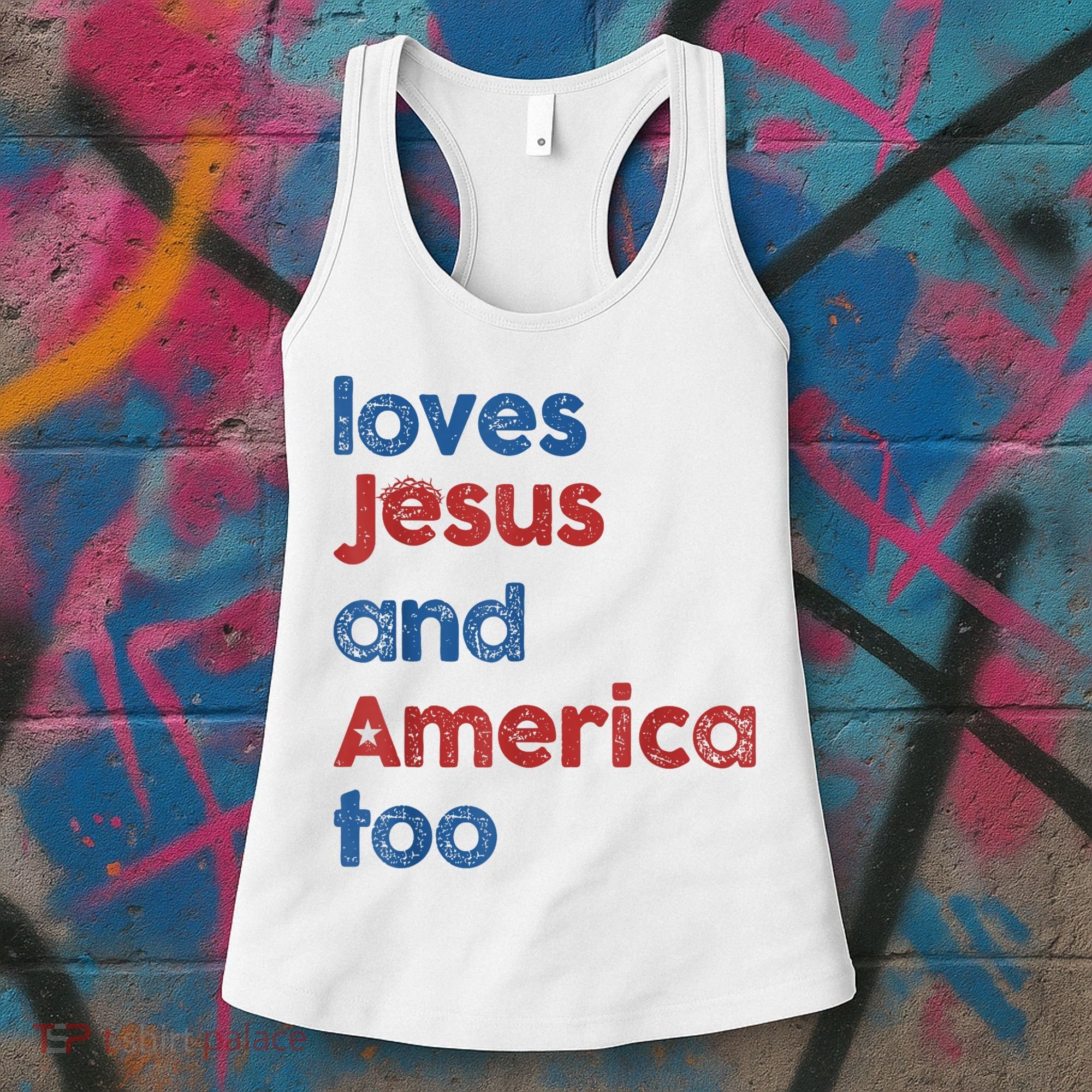 Retro Loves Jesus And America Too Women's Tank Top