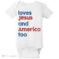 Retro Loves Jesus And America Too Baby Bodysuit thumb 0