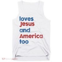 Retro Loves Jesus And America Too Tank Top thumb 0