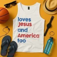 Retro Loves Jesus And America Too Tank Top thumb 4