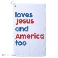 Retro Loves Jesus And America Too Golf Towel thumb 0