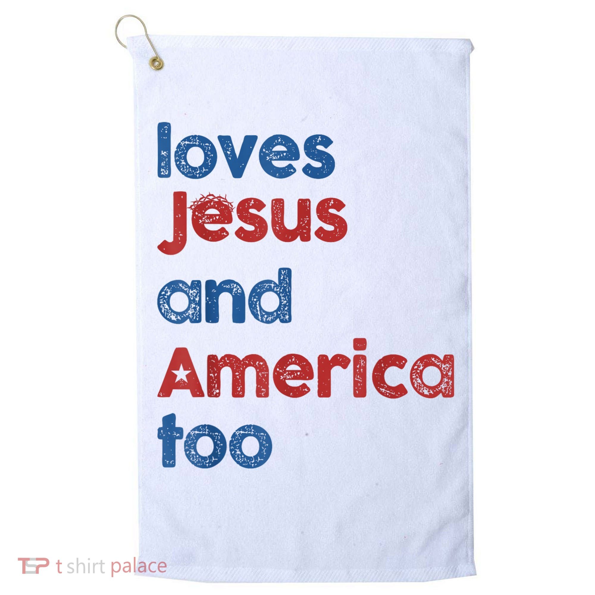 Retro Loves Jesus And America Too Golf Towel