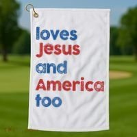 Retro Loves Jesus And America Too Golf Towel thumb 1
