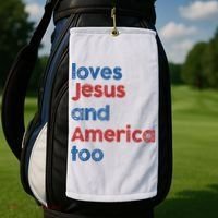 Retro Loves Jesus And America Too Golf Towel thumb 2