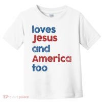 Retro Loves Jesus And America Too Toddler T-Shirt thumb 0