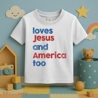Retro Loves Jesus And America Too Toddler T-Shirt thumb 3