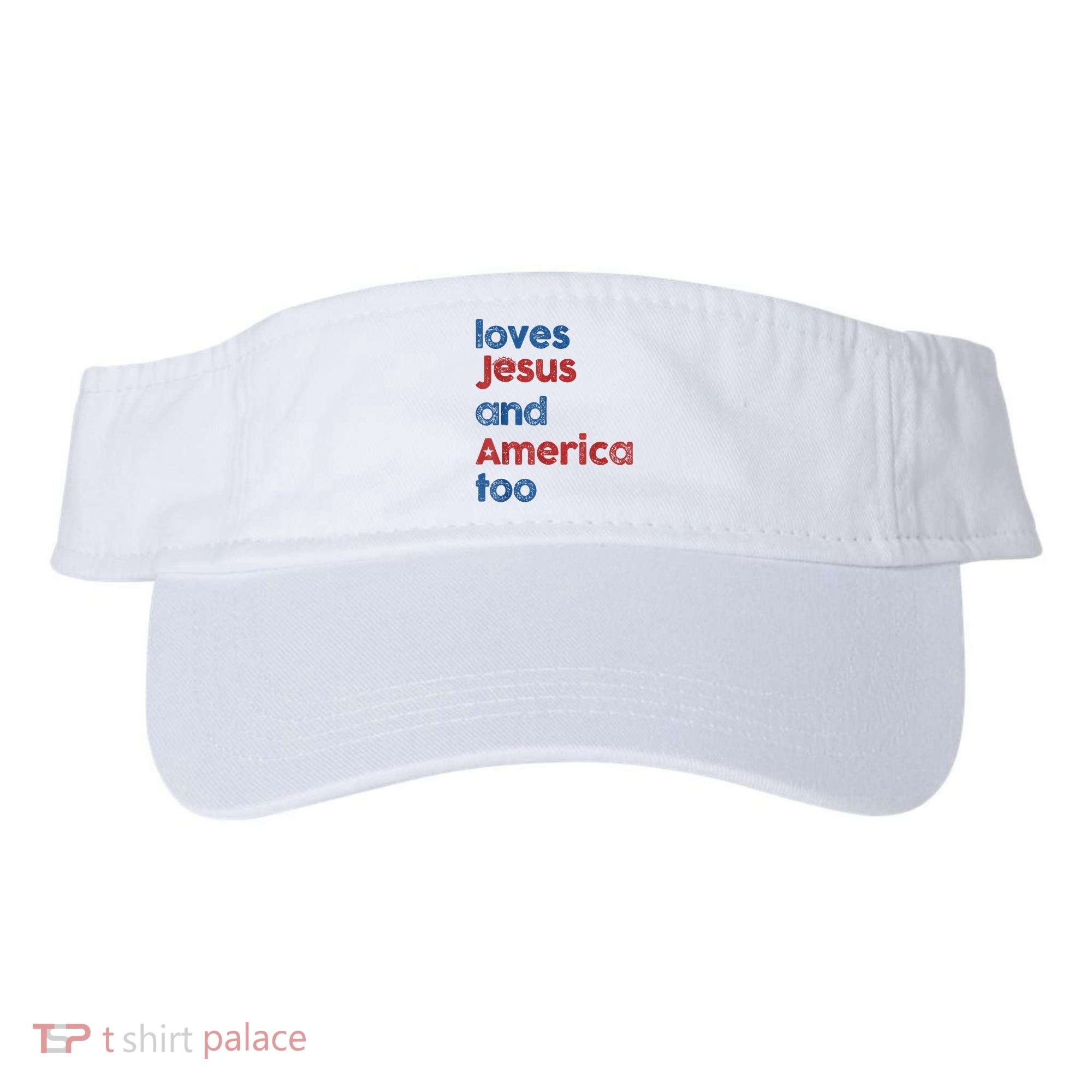 Retro Loves Jesus And America Too Visor