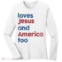 Retro Loves Jesus And America Too Women's Long Sleeve Shirt thumb 0