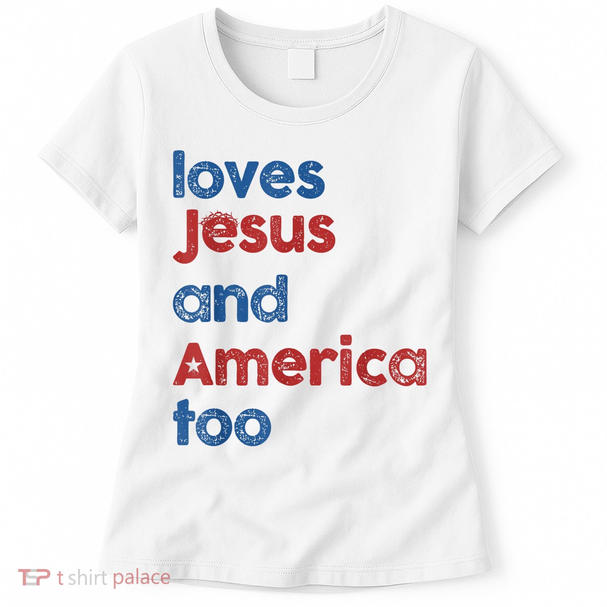 Retro Loves Jesus And America Too Women's T-Shirt