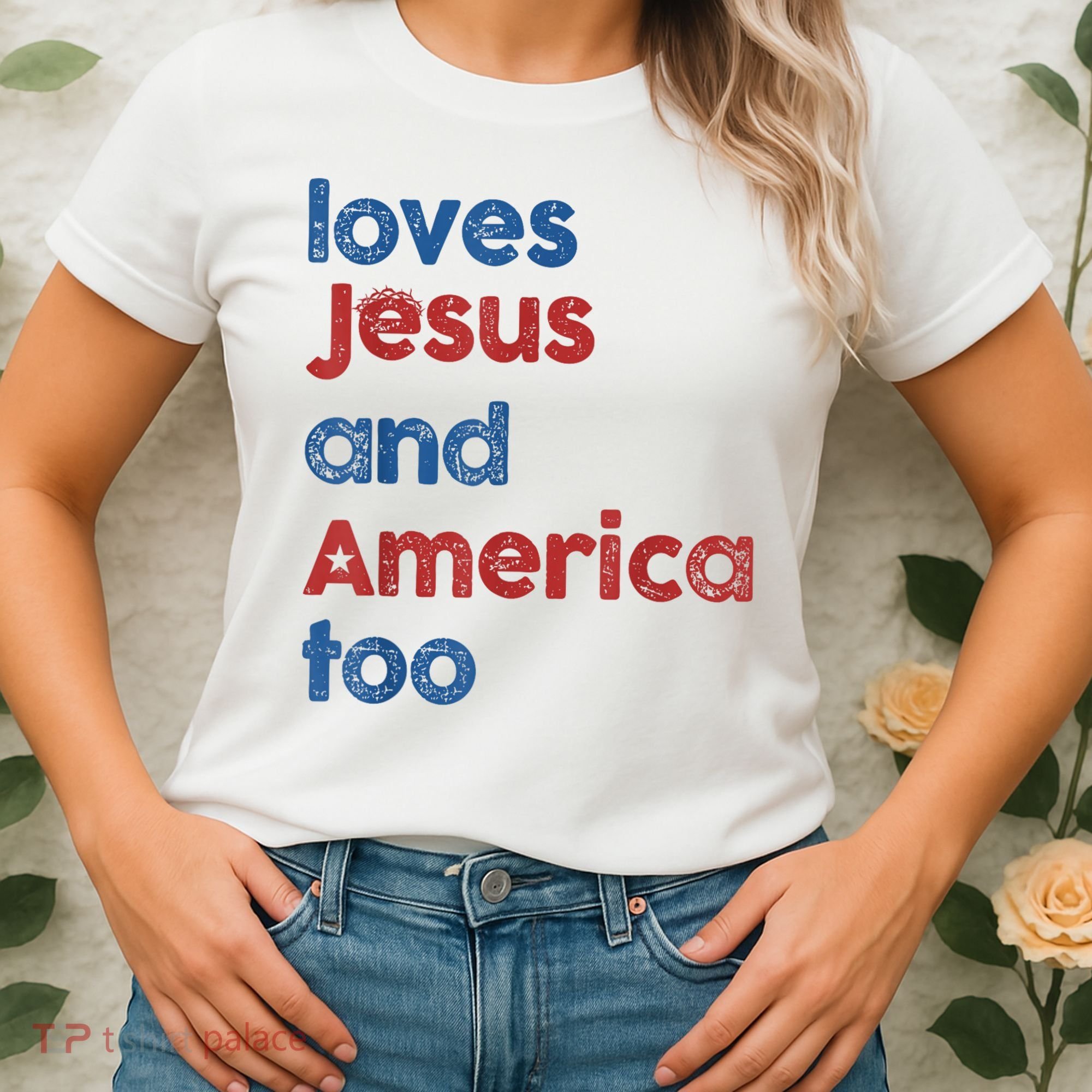 Retro Loves Jesus And America Too Women's T-Shirt