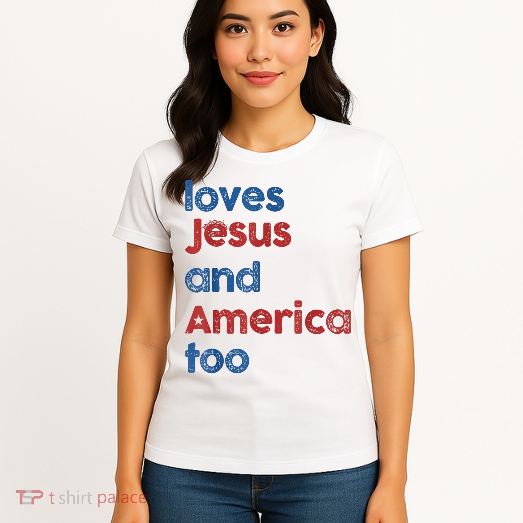 Retro Loves Jesus And America Too Women's T-Shirt