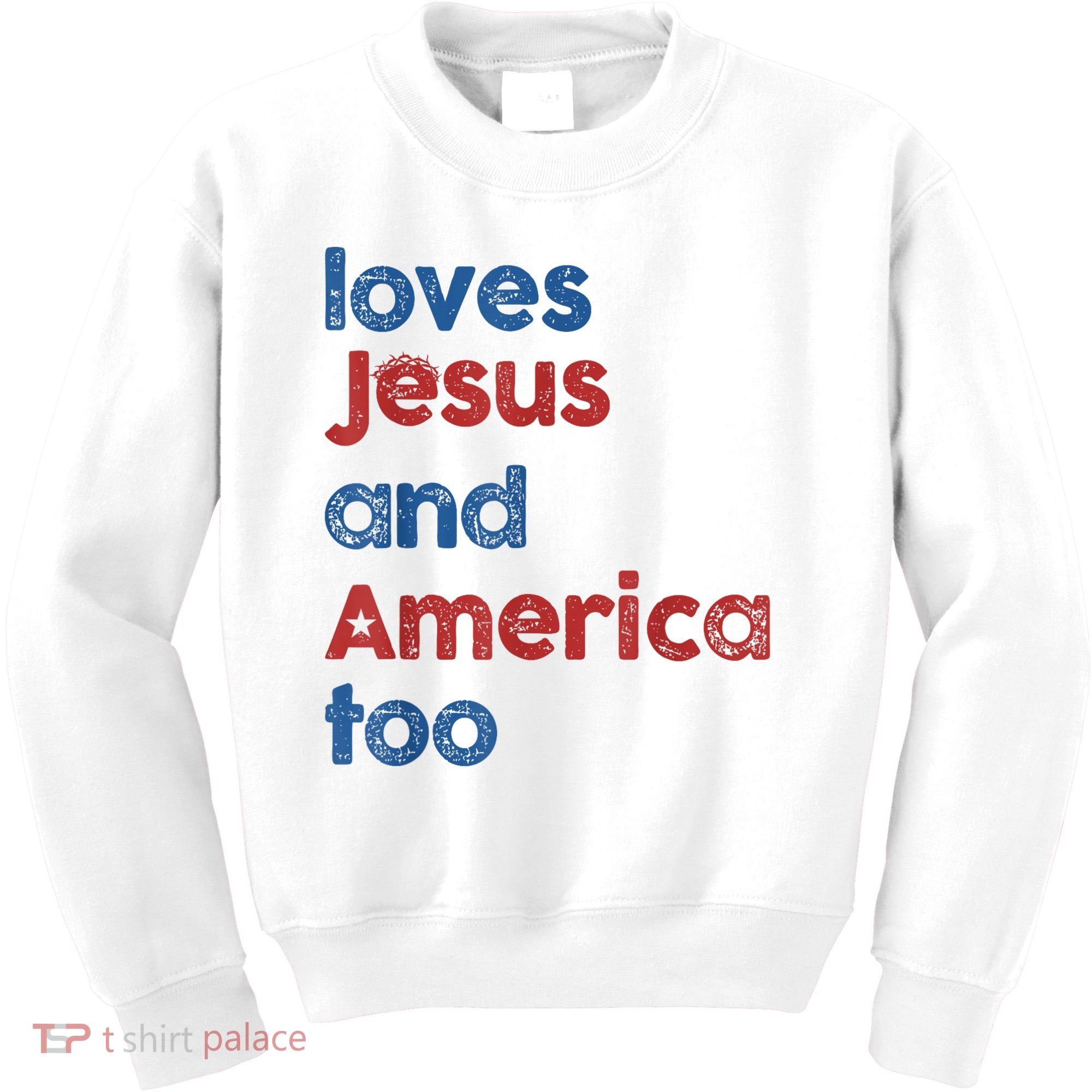 Retro Loves Jesus And America Too Kids Sweatshirt