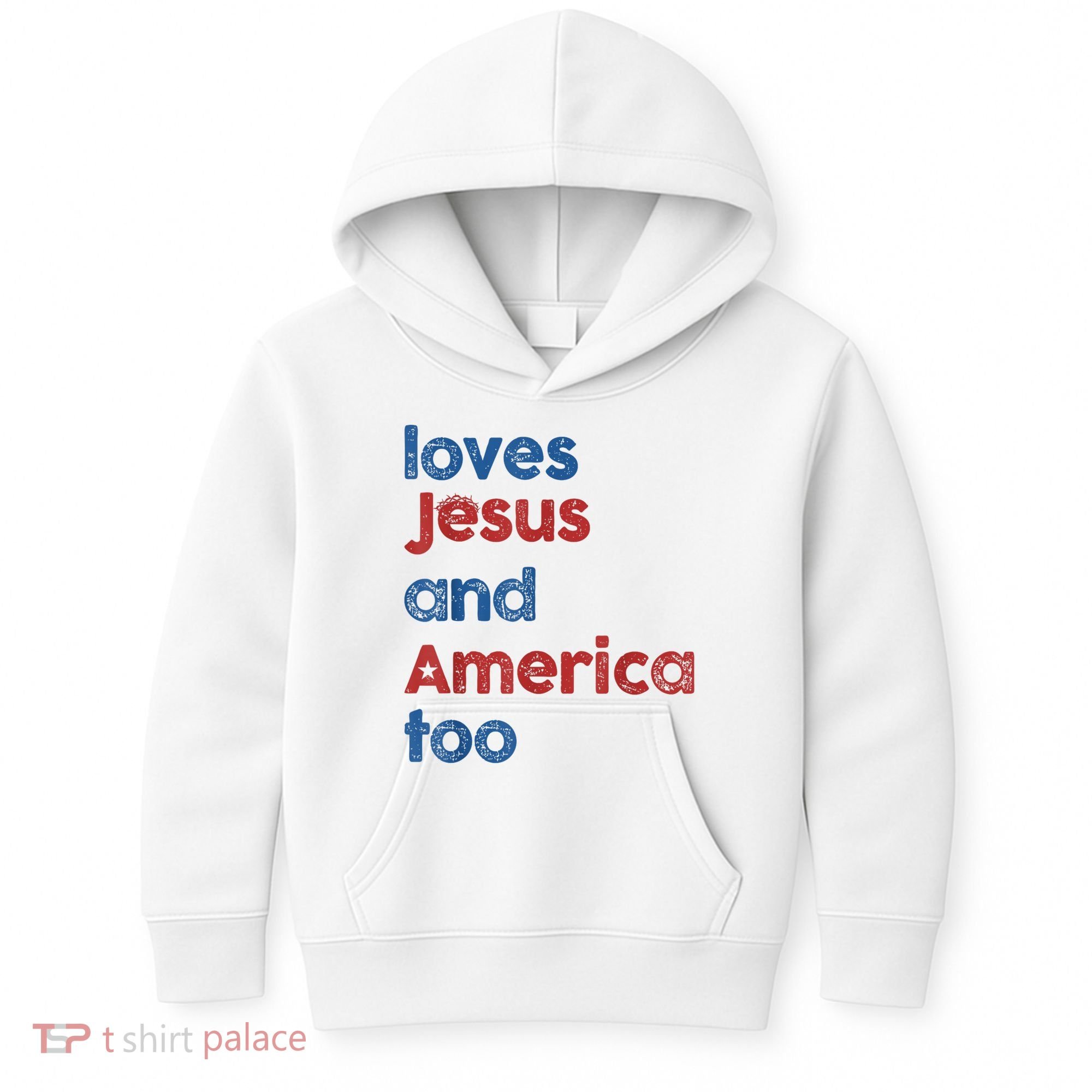 Retro Loves Jesus And America Too Kids Hoodie