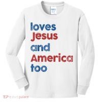 Retro Loves Jesus And America Too Kids Long Sleeve Shirt thumb 0