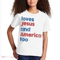 Retro Loves Jesus And America Too Kids T-Shirt thumb 2