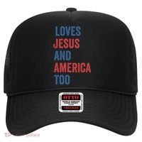 Retro Loves Jesus And America Too God Christian 4th Of July Meaningful Gift Hat thumb 0