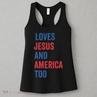 Retro Loves Jesus And America Too God Christian 4th Of July Women's Tank Top thumb 3