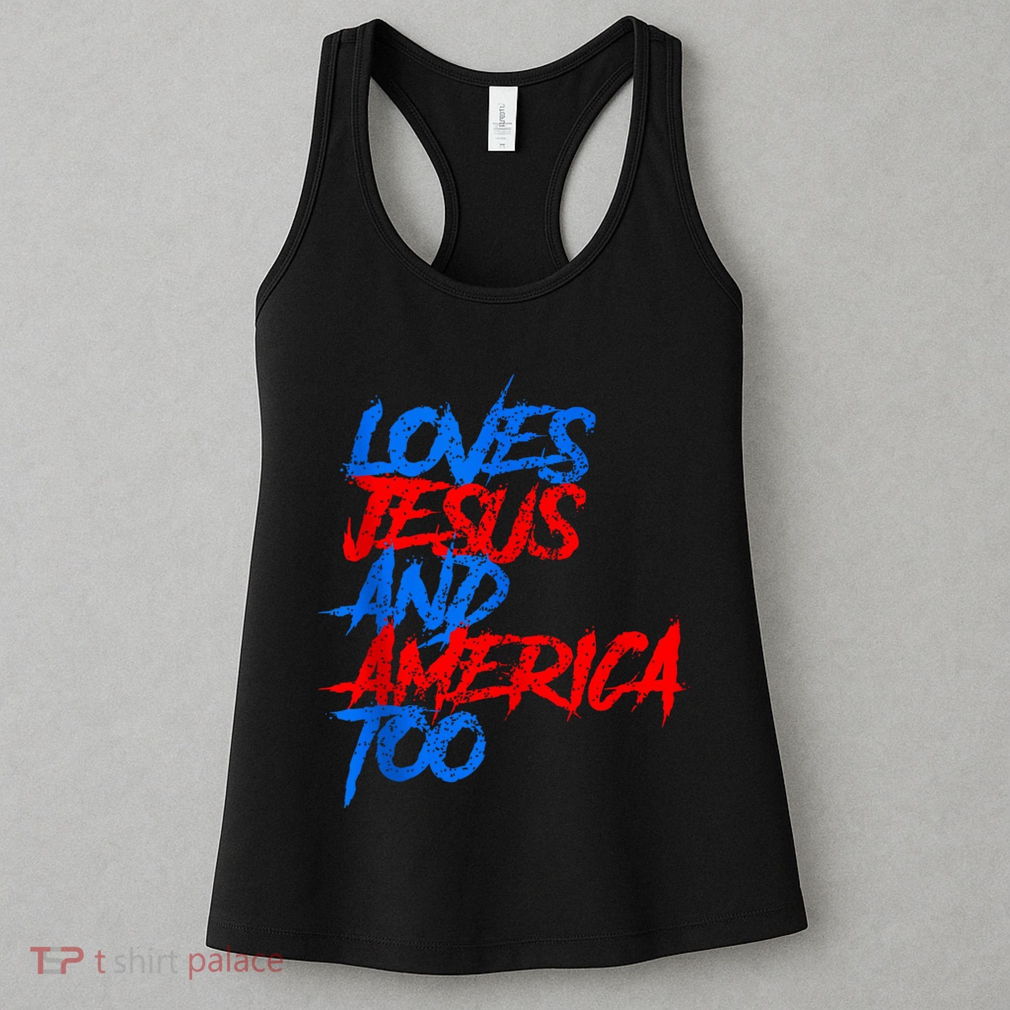 Retro Loves Jesus And America Too God Christian 4th Of July Women's Tank Top