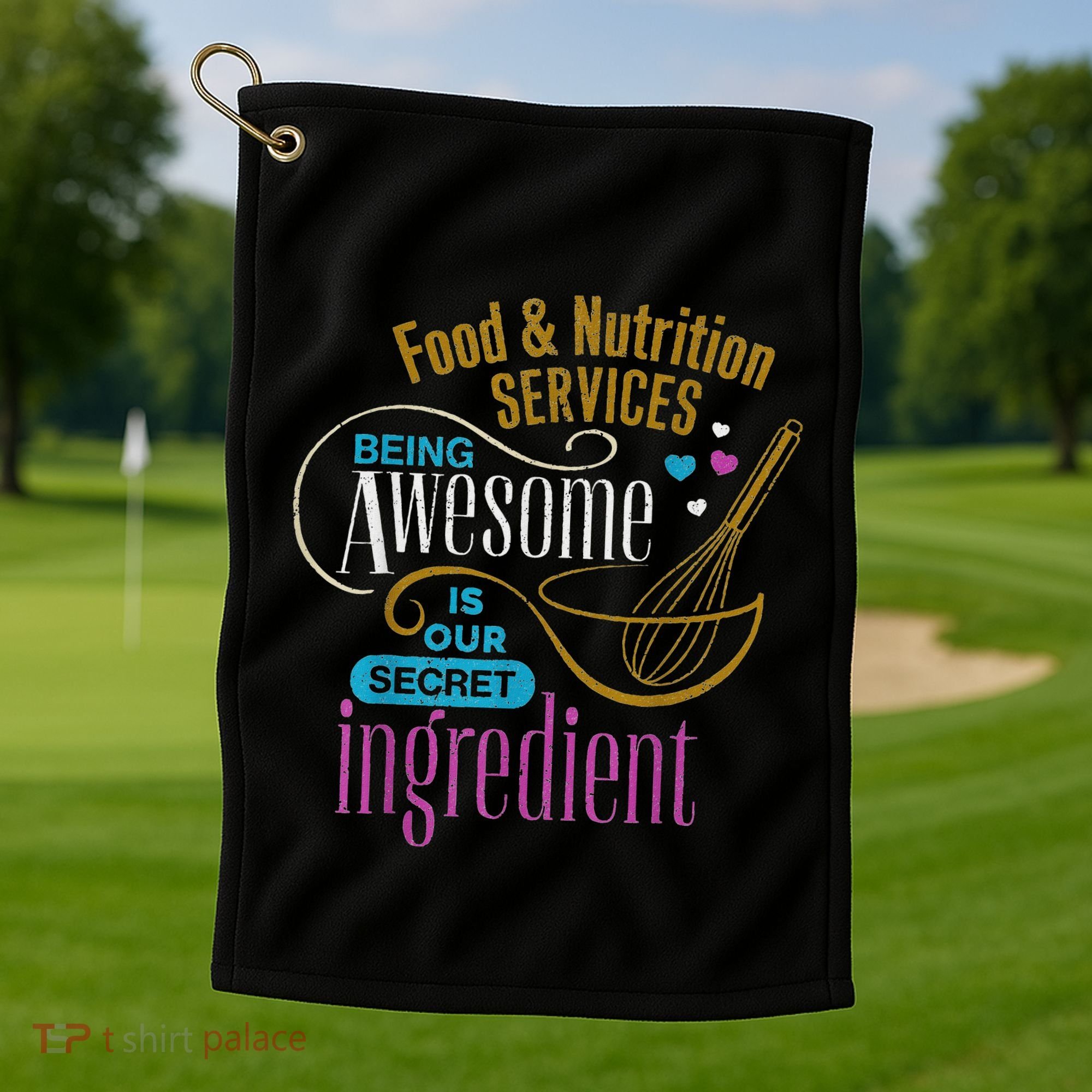 Retro Lunch Lady Food & Nutrition Services Being Awesome Golf Towel