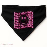 Retro Love Like Jesus Happy Face Aesthetic USA-Made Doggie Bandana thumb 0