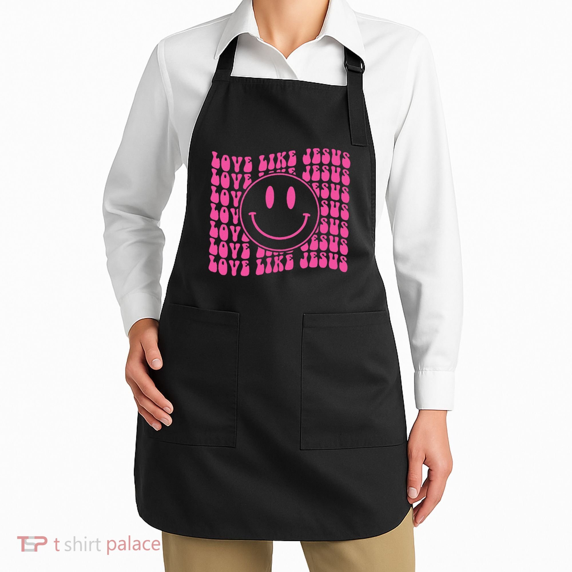 Retro Love Like Jesus Happy Face Aesthetic Apron